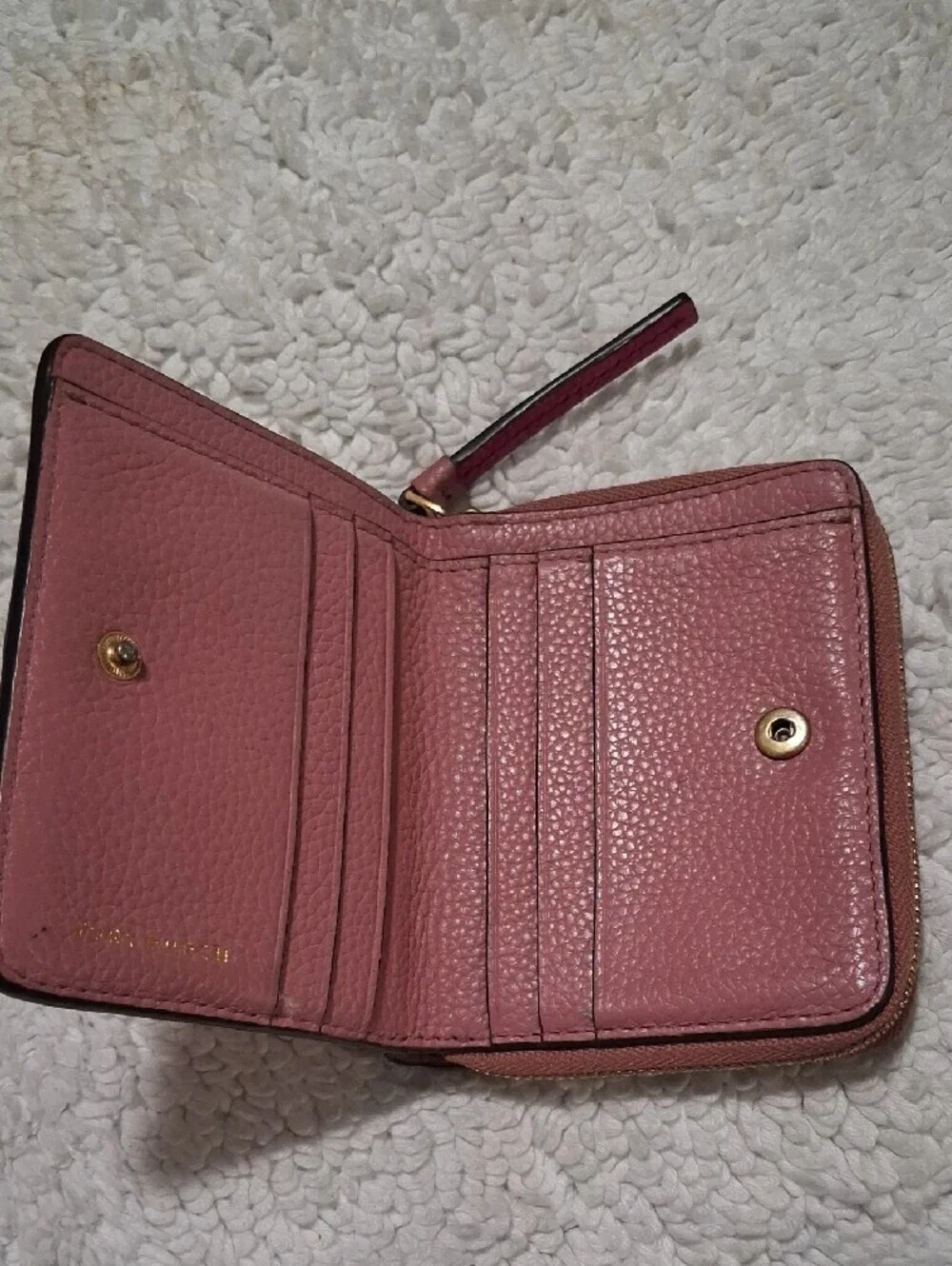 Tory Burch Rose Pink Pebbled Leather Zip Wallet